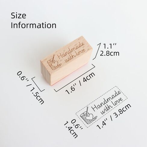 Handmade with Love Script Wood Rubber Stamp, Wooden Stamp for Sewing Labels, Handmade Tags, Fabric Crafts, Packaging, Knitting & Crafting Projects, 1.5'' x 0.5'' Impression Size in Saudi Arabia