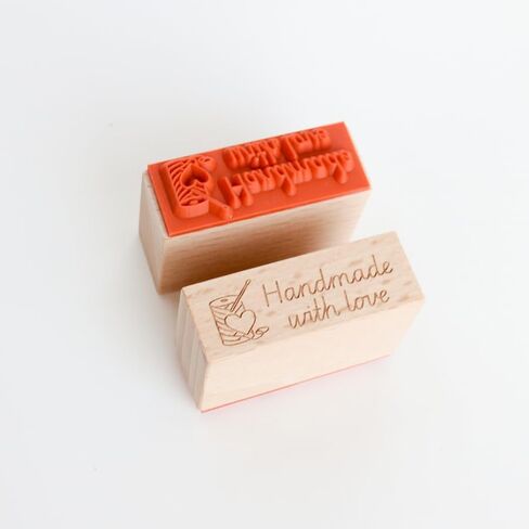 Handmade with Love Script Wood Rubber Stamp, Wooden Stamp for Sewing Labels, Handmade Tags, Fabric Crafts, Packaging, Knitting & Crafting Projects, 1.5'' x 0.5'' Impression Size in Saudi Arabia