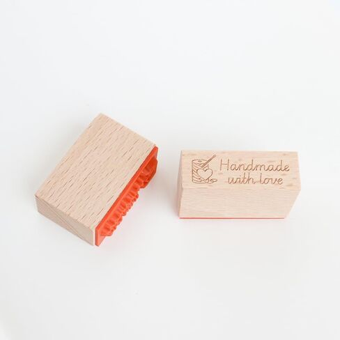 Handmade with Love Script Wood Rubber Stamp, Wooden Stamp for Sewing Labels, Handmade Tags, Fabric Crafts, Packaging, Knitting & Crafting Projects, 1.5'' x 0.5'' Impression Size in Saudi Arabia
