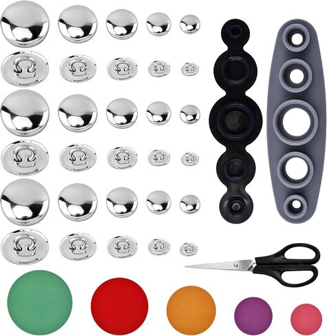 107pcs Cover Button Kits with Tools, DIY Fabric Covered Buttons Set, 5 Sizes Button Covers & Fabric Template for Clothes, Hats, Sweaters, Backpacks and Crafts (Color:1) in Saudi Arabia