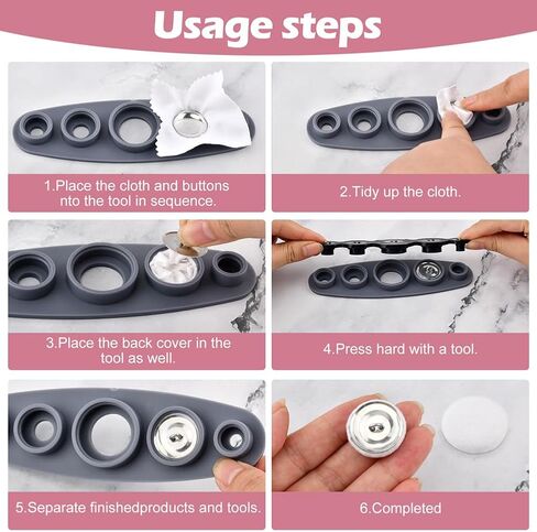107pcs Cover Button Kits with Tools, DIY Fabric Covered Buttons Set, 5 Sizes Button Covers & Fabric Template for Clothes, Hats, Sweaters, Backpacks and Crafts (Color:1) in Saudi Arabia