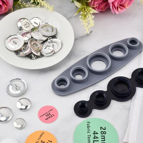 107pcs Cover Button Kits with Tools, DIY Fabric Covered Buttons Set, 5 Sizes Button Covers & Fabric Template for Clothes, Hats, Sweaters, Backpacks and Crafts (Color:1) in Saudi Arabia