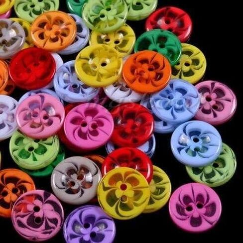 50 قطعة 14 مللي متر مزيج اللون الراتنج زهرة أزرار شفافة ملابس الأطفال DIY بها بنفسك الخياطة اكسسوارات الحرفية زر دائري in Kuwait