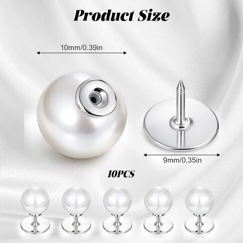 10 Sets 10mm No Sew Pearl Buttons for Clothes, No Sew Pearl Brooches for Women Buttons Brooches and Pins, Removable Reusable Decorative Pearls Pins Button for Blouses Dress Sweater Shawl DIY Crafts in Kuwait