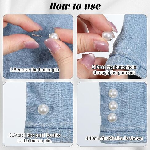 10 Sets 10mm No Sew Pearl Buttons for Clothes, No Sew Pearl Brooches for Women Buttons Brooches and Pins, Removable Reusable Decorative Pearls Pins Button for Blouses Dress Sweater Shawl DIY Crafts in Kuwait