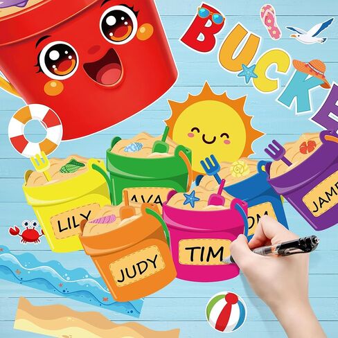 2026 Summer Jesus VBS Bulletin Board Decorations Set Summer Bucket Classroom Bulletin Board Filling Our Buckets with Jesus Sun Beach Christian Cutouts for Sunday School Home Wall Chalkboard Supplies in Saudi Arabia