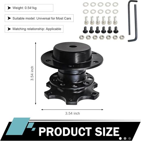 Steering Wheel Adapterer, 6 Hole Aluminum Alloy Steering Wheel Quick Release Snap Off Hub Adapter Boss Kit, for Most Car Racing (Black) in Kuwait