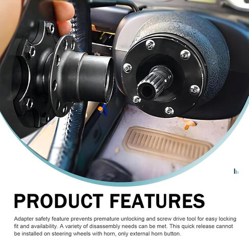 Steering Wheel Adapterer, 6 Hole Aluminum Alloy Steering Wheel Quick Release Snap Off Hub Adapter Boss Kit, for Most Car Racing (Black) in Kuwait