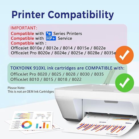 خرطوشة حبر 910: مناسبة لطابعات 910XL OfficeJet 8020، 8025، 8035 (4 عبوات) in Kuwait