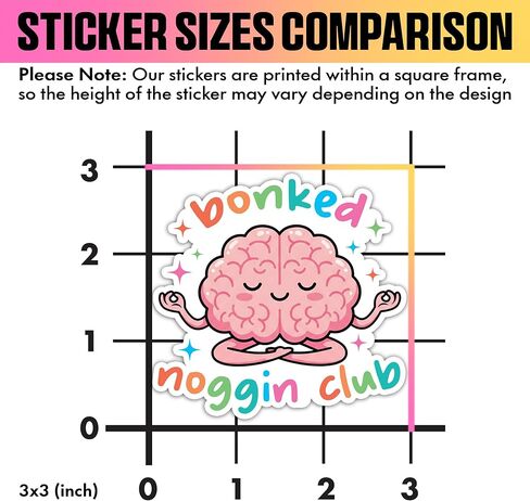 VOTANTA (3 قطع، 3 بوصة) - ملصق Bonked Noggin Club، ملصقات مضحكة للتوعية بإصابات الدماغ المؤلمة، ملصقات ارتجاج، TBI Warrior Survivor Support لتزيين الهدايا لأجهزة الكمبيوتر المحمولة والهواتف وزجاجة المياه in Kuwait