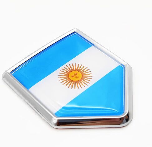 Overdecor Argentina Flag Decal Stickers Car Emblem Argentine Car Accessories Decorations Chrome Shield Flag Sticker Decals for Cars Truck Vehicles, 2 Pack in Kuwait