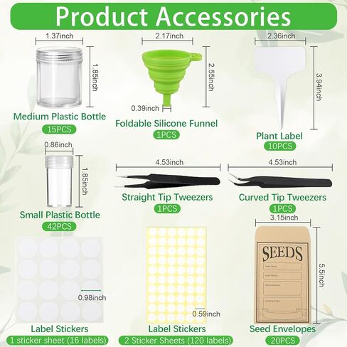 57 Slots Seed Storage Organizer Box with 0.6oz 1.5oz Garden Seed Containers, 20 Envelopes, Label Stickers, Plant Label, Zipper Closure Seed Holder Organizer Kit for Vegetable/Flower/Plants Seed Saving in Saudi Arabia