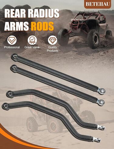 High Clearance Boxed Rear Radius Arms Kit for 2014+ Polaris RZR XP 1000 & XP 4 1000, Heavy Duty Adjustable Heim Joint Rear Radius Rods, Steel Suspension Upgrade, Wrinkle Black in Saudi Arabia
