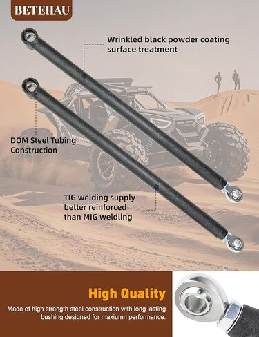 High Clearance Boxed Rear Radius Arms Kit for 2014+ Polaris RZR XP 1000 & XP 4 1000, Heavy Duty Adjustable Heim Joint Rear Radius Rods, Steel Suspension Upgrade, Wrinkle Black in Saudi Arabia