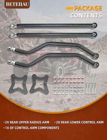 High Clearance Boxed Rear Radius Arms Kit for 2014+ Polaris RZR XP 1000 & XP 4 1000, Heavy Duty Adjustable Heim Joint Rear Radius Rods, Steel Suspension Upgrade, Wrinkle Black in Saudi Arabia