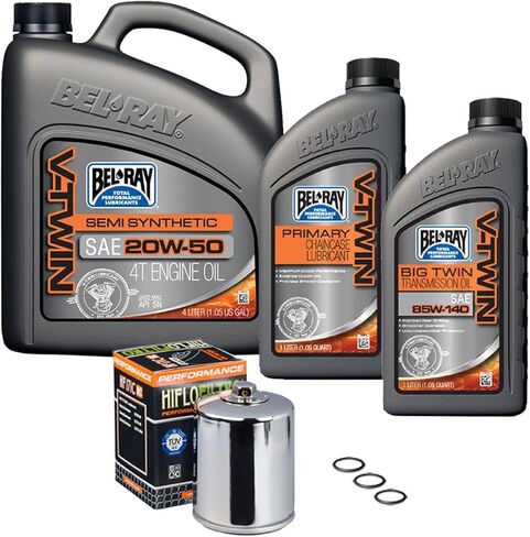 Bel-Ray Semi-Synthetic Engine Oil Change Kit Compatible with Harley-Davidson Big Twin and Sportster 1984-Up, 2017-Up Harley M8, Black Oil Filter in Saudi Arabia