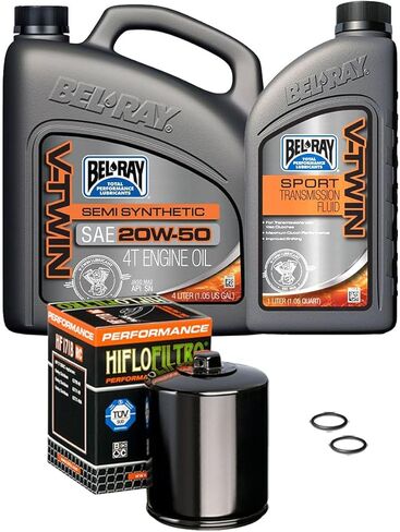 Bel-Ray Semi-Synthetic Engine Oil Change Kit Compatible with Harley-Davidson Big Twin and Sportster 1984-Up, 2017-Up Harley M8, Black Oil Filter in Saudi Arabia