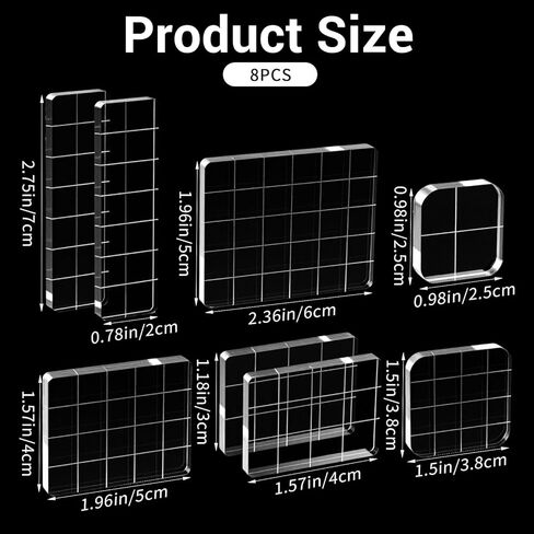 8 قطع من مكعبات الأكريليك للختم، مكعبات ختم من الأكريليك الشفاف مع شبكة، مجموعة مكعبات شفافة لسجلات القصاصات، وصناعة البطاقات، والحرف اليدوية in Kuwait