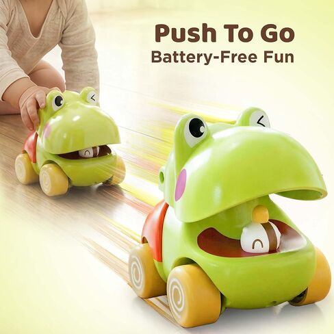 iPlay، iLearn Push Go ألعاب السيارات الحيوانية للأطفال الصغار من عمر 1 إلى 3 سنوات، سيارات سباق الاحتكاك للأطفال، مجموعة سيارات لعب للرضع، لعبة مركبة بالقصور الذاتي للأطفال، هدايا عيد الميلاد الأول لمدة 12 18 24 شهرًا 1 2 سنة واحدة للأولاد والبنات والأطفا in Kuwait