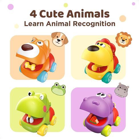 iPlay، iLearn Push Go ألعاب السيارات الحيوانية للأطفال الصغار من عمر 1 إلى 3 سنوات، سيارات سباق الاحتكاك للأطفال، مجموعة سيارات لعب للرضع، لعبة مركبة بالقصور الذاتي للأطفال، هدايا عيد الميلاد الأول لمدة 12 18 24 شهرًا 1 2 سنة واحدة للأولاد والبنات والأطفا in Kuwait