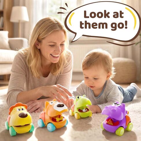 iPlay، iLearn Push Go ألعاب السيارات الحيوانية للأطفال الصغار من عمر 1 إلى 3 سنوات، سيارات سباق الاحتكاك للأطفال، مجموعة سيارات لعب للرضع، لعبة مركبة بالقصور الذاتي للأطفال، هدايا عيد الميلاد الأول لمدة 12 18 24 شهرًا 1 2 سنة واحدة للأولاد والبنات والأطفا in Kuwait