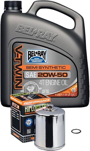 Bel-Ray Semi-Synthetic Engine Oil Change Kit Compatible with Harley-Davidson Big Twin and Sportster 1984-Up, 2017-Up Harley M8, Black Oil Filter in Saudi Arabia
