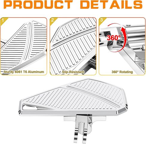 Adjustable Front Foot Pegs Driver Floorboards Rider Footboards for Honda Goldwing GL1800 GL 1800 2001-2024 Models, Chrome in Kuwait