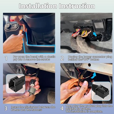 Auto Start Stop Eliminator for 2018-2024 Jeep Wrangler JL & 2020-2024 Gladiator JT, Plug and Play Error-Free Bypass Switch Disable Auto Start/Stop System Deactivating Wire Harness for Jeep Accessories in Kuwait