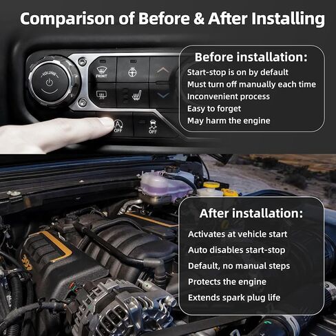Auto Start Stop Eliminator for 2018-2024 Jeep Wrangler JL & 2020-2024 Gladiator JT, Plug and Play Error-Free Bypass Switch Disable Auto Start/Stop System Deactivating Wire Harness for Jeep Accessories in Kuwait