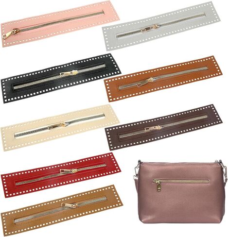 8 PCS PU Leather Zipper Leather Sewing Zippers PU Leathers Bag Zipper Purse Black Handbag Sewing Zippers Frames with Hole Bulk Fastener for DIY Purse Handicraft Accessories，10.6 Inch in Saudi Arabia