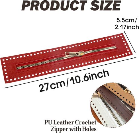 8 PCS PU Leather Zipper Leather Sewing Zippers PU Leathers Bag Zipper Purse Black Handbag Sewing Zippers Frames with Hole Bulk Fastener for DIY Purse Handicraft Accessories，10.6 Inch in Saudi Arabia
