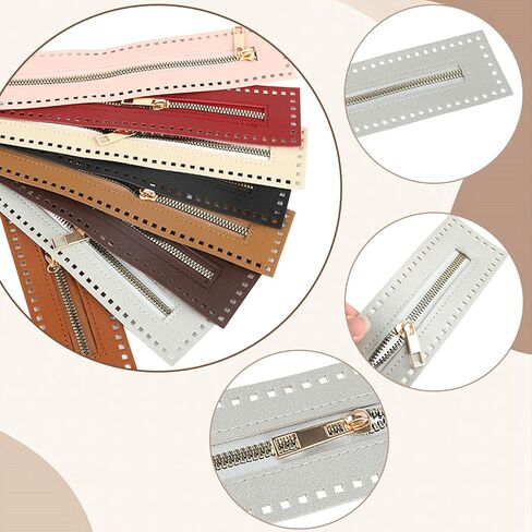 8 PCS PU Leather Zipper Leather Sewing Zippers PU Leathers Bag Zipper Purse Black Handbag Sewing Zippers Frames with Hole Bulk Fastener for DIY Purse Handicraft Accessories，10.6 Inch in Saudi Arabia