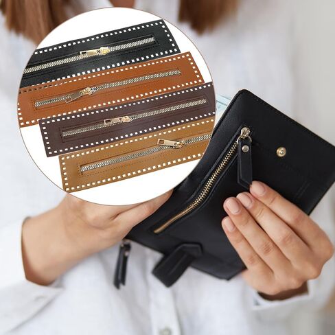 8 PCS PU Leather Zipper Leather Sewing Zippers PU Leathers Bag Zipper Purse Black Handbag Sewing Zippers Frames with Hole Bulk Fastener for DIY Purse Handicraft Accessories，10.6 Inch in Saudi Arabia