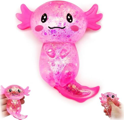 Axolotl Squishy Stress Ball, Slow Rising Stress Ball, Cute Axolotl Fidget Toy for Stress Relief, Anxiety Calming Sensory Toy for Adults, Axolotl Gifts Party Favors (Pink) in Saudi Arabia