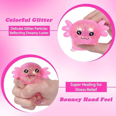 Axolotl Squishy Stress Ball, Slow Rising Stress Ball, Cute Axolotl Fidget Toy for Stress Relief, Anxiety Calming Sensory Toy for Adults, Axolotl Gifts Party Favors (Pink) in Saudi Arabia