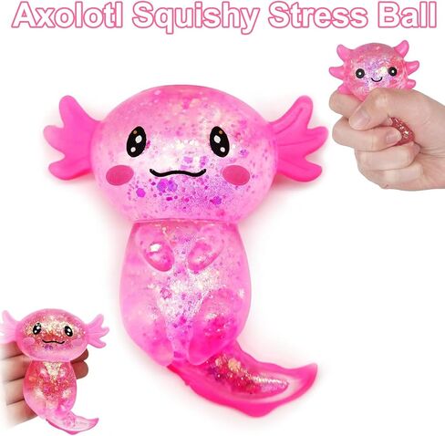 Axolotl Squishy Stress Ball, Slow Rising Stress Ball, Cute Axolotl Fidget Toy for Stress Relief, Anxiety Calming Sensory Toy for Adults, Axolotl Gifts Party Favors (Pink) in Saudi Arabia