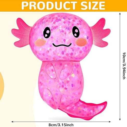 Axolotl Squishy Stress Ball, Slow Rising Stress Ball, Cute Axolotl Fidget Toy for Stress Relief, Anxiety Calming Sensory Toy for Adults, Axolotl Gifts Party Favors (Pink) in Saudi Arabia