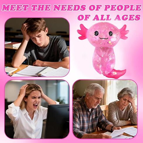 Axolotl Squishy Stress Ball, Slow Rising Stress Ball, Cute Axolotl Fidget Toy for Stress Relief, Anxiety Calming Sensory Toy for Adults, Axolotl Gifts Party Favors (Pink) in Saudi Arabia