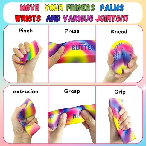 Colorful Butter Squishy Slow Rising Butter Squeeze Toy, Soft Sensory Fidget Toy for Stress Relief, Anxiety Relief Squeeze Ball, Cute Realistic Butter Stick Toy for Adults Kids Gifts (2PCS) in Kuwait