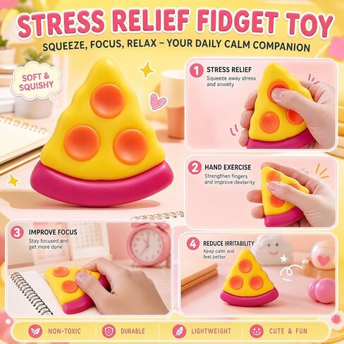 Squishy Squeeze Pizza Toys, Ultra Soft Slow Rising Squishies, Stress Relief Squeeze Fidget Sensory Toys for Kids & Adults During Study, Work, Birthday Gift in Saudi Arabia