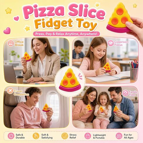 Squishy Squeeze Pizza Toys, Ultra Soft Slow Rising Squishies, Stress Relief Squeeze Fidget Sensory Toys for Kids & Adults During Study, Work, Birthday Gift in Saudi Arabia