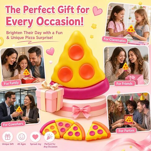 Squishy Squeeze Pizza Toys, Ultra Soft Slow Rising Squishies, Stress Relief Squeeze Fidget Sensory Toys for Kids & Adults During Study, Work, Birthday Gift in Saudi Arabia