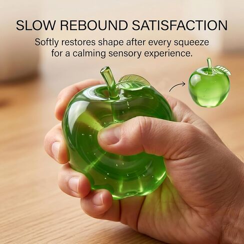 2Pcs Pink & Green Apple Squishy Toy - Cute Rebounding Fruit Squishys for Anxiety & Stress Relief, Soft Flexible Novelty Stress Toy in Kuwait