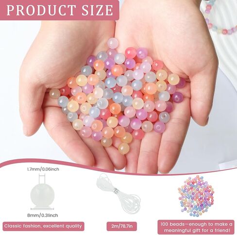 UV Color Changing Beads, 100Pcs 8mm UV Beads Color Changing Sun Sensitive Bead, Bead for Bracelet DIY Jewelry Making in Saudi Arabia