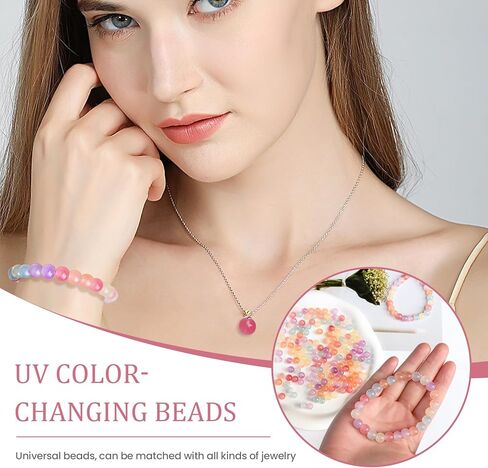 UV Color Changing Beads, 100Pcs 8mm UV Beads Color Changing Sun Sensitive Bead, Bead for Bracelet DIY Jewelry Making in Saudi Arabia