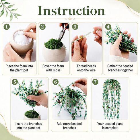 LUFEEMGA Beaded Plant Kit, 5488Pcs Forever Plant Kit with Green Glass Beads, Leaf Beads for Plant Making, Jewelry Making, DIY Craft, Perfect for Mother's Day, Christmas,Gifts ASIN B0GSQFKC1W in Saudi Arabia