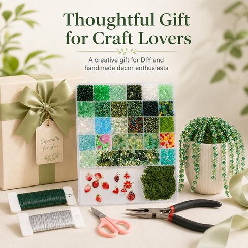 LUFEEMGA Beaded Plant Kit, 5488Pcs Forever Plant Kit with Green Glass Beads, Leaf Beads for Plant Making, Jewelry Making, DIY Craft, Perfect for Mother's Day, Christmas,Gifts ASIN B0GSQFKC1W in Saudi Arabia