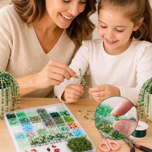 LUFEEMGA Beaded Plant Kit, 5488Pcs Forever Plant Kit with Green Glass Beads, Leaf Beads for Plant Making, Jewelry Making, DIY Craft, Perfect for Mother's Day, Christmas,Gifts ASIN B0GSQFKC1W in Saudi Arabia