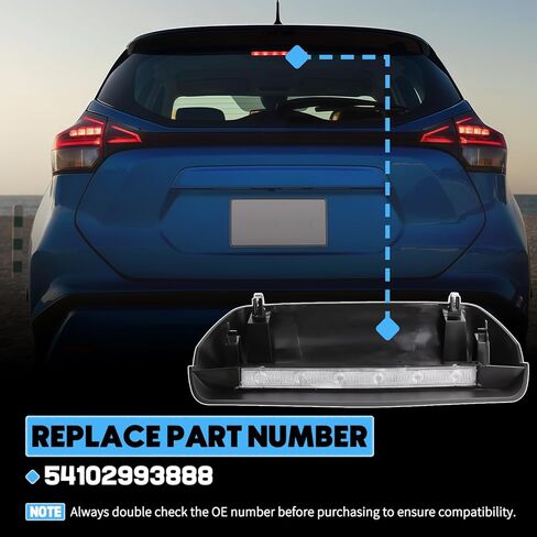 1 Pc Rear High Mount Third Brake Light Compatible with Nissan Kicks 2018-2024 Waterproof LED 3rd Stop Lamp Assembly Center High Mount Stop Light Replaces 26590-5RA0A 265905RA0A in Saudi Arabia