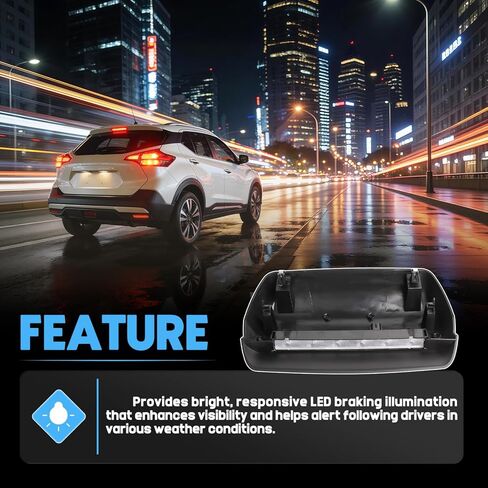 1 Pc Rear High Mount Third Brake Light Compatible with Nissan Kicks 2018-2024 Waterproof LED 3rd Stop Lamp Assembly Center High Mount Stop Light Replaces 26590-5RA0A 265905RA0A in Saudi Arabia